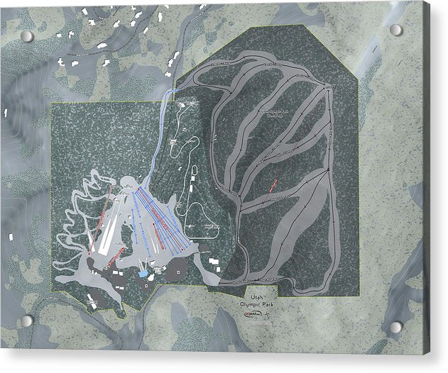 Utah Olympic Park Ski Trail Map - Acrylic Print - Powderaddicts