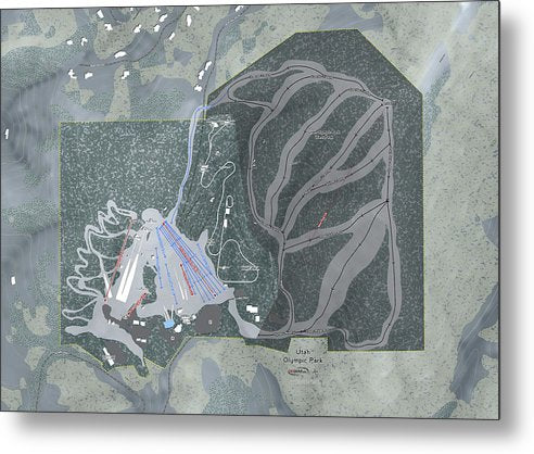 Utah Olympic Park Ski Trail Map - Metal Print - Powderaddicts