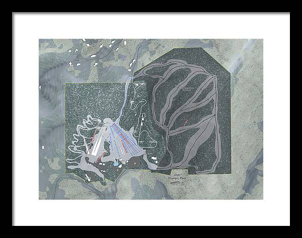 Utah Olympic Park Ski Trail Map - Framed Print - Powderaddicts