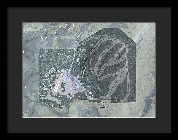 Utah Olympic Park Ski Trail Map - Framed Print - Powderaddicts