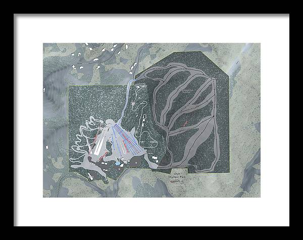 Utah Olympic Park Ski Trail Map - Framed Print - Powderaddicts