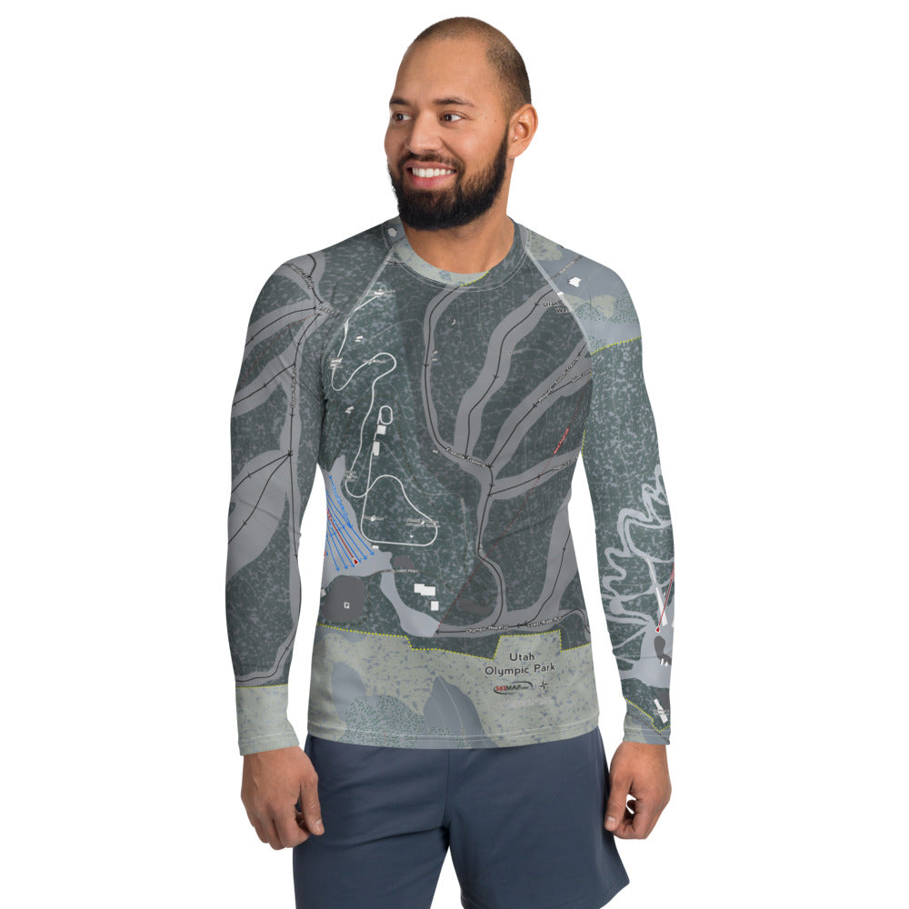 Utah Olympic Park, Utah Ski Trail Map Men's Base Layer Top - Powderaddicts