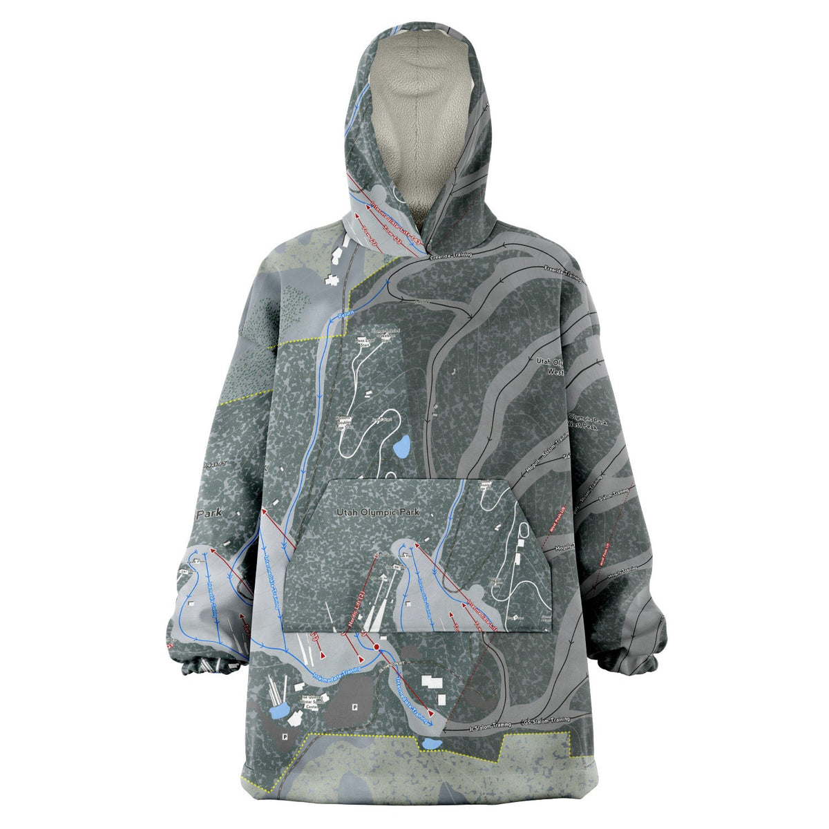 Utah Olympic Park, Utah Ski Trail Map Snug Hoodie