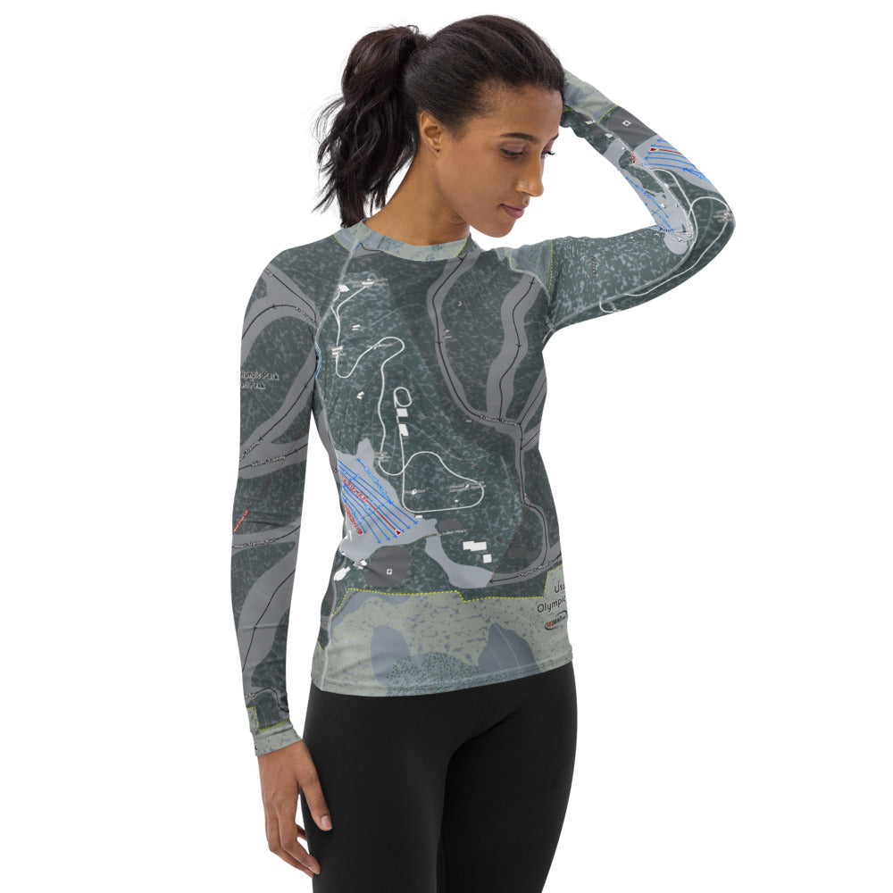 Utah Olympic Park, Utah Ski Trail Map Women&#39;s Base Layer Top - Powderaddicts