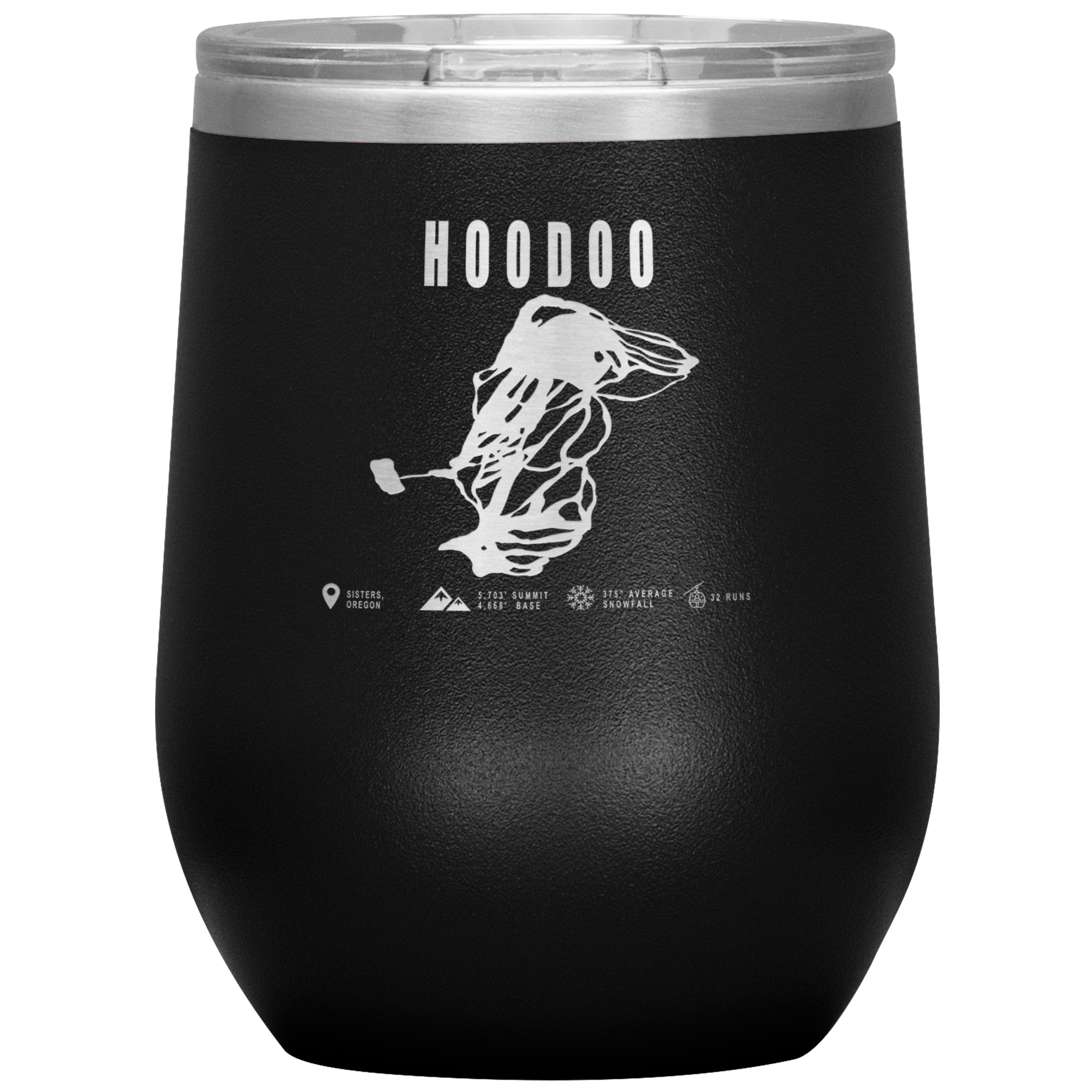 Hoodoo, Oregon Ski Trail Map Wine 12oz Tumbler - Powderaddicts