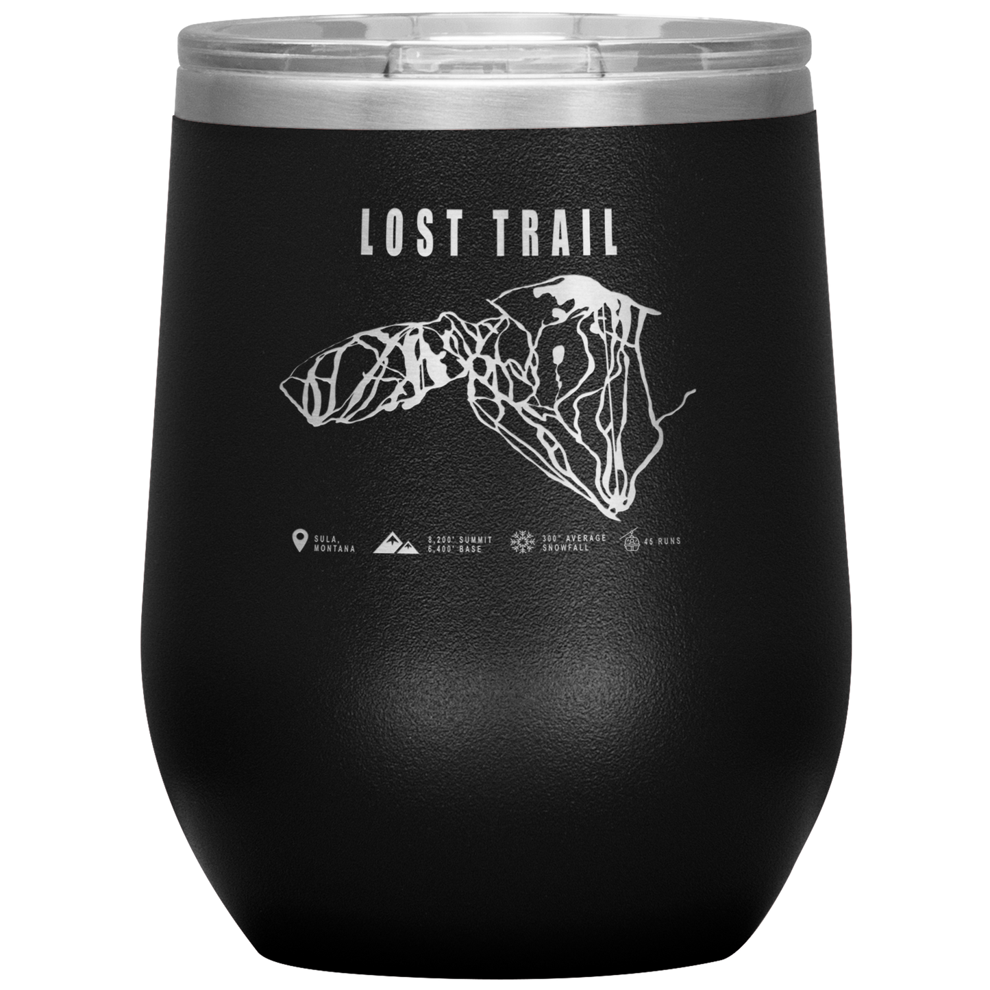 Lost Trail Montana Ski Trail Map Wine 12oz Tumbler - Powderaddicts