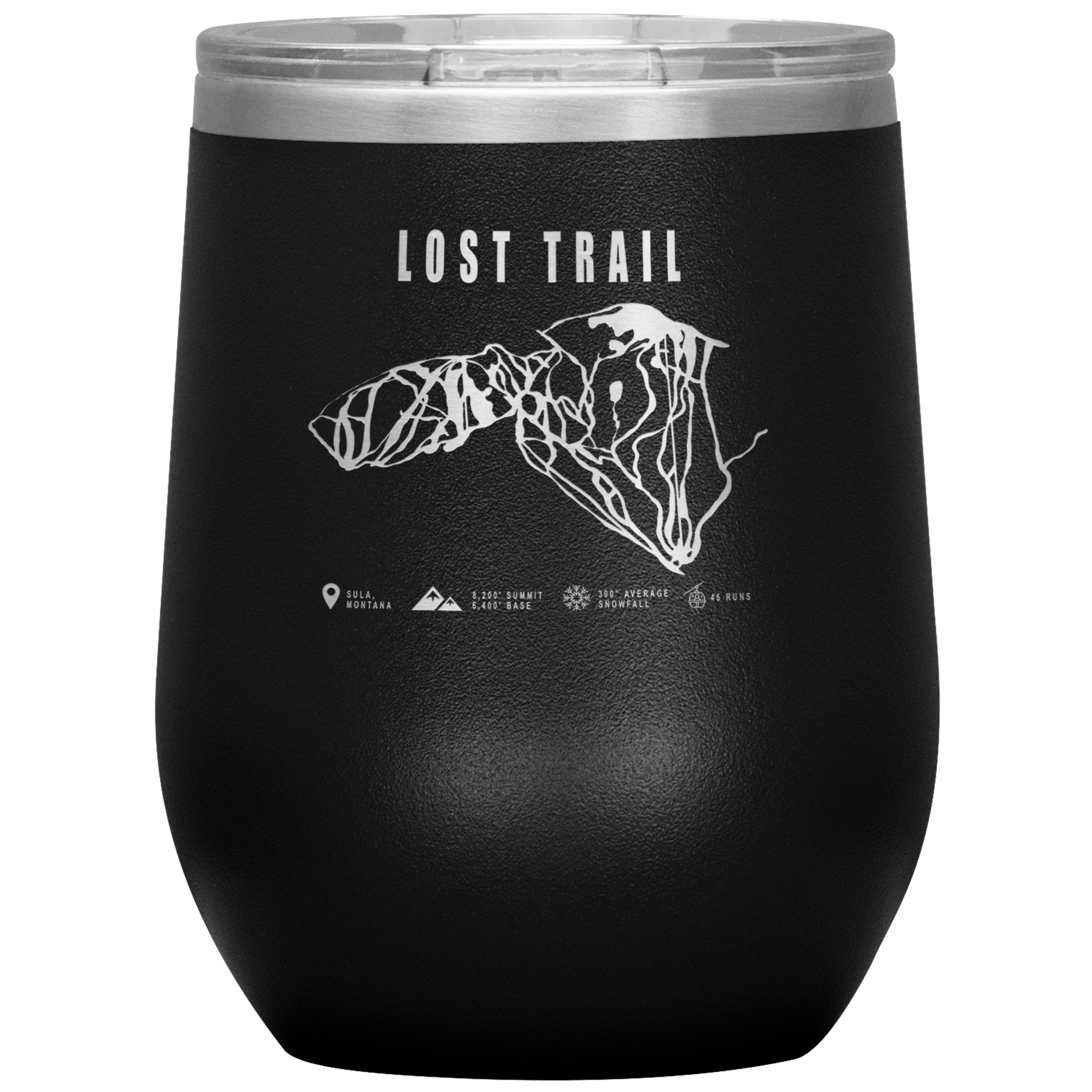 Lost Trail Montana Ski Trail Map Wine 12oz Tumbler - Powderaddicts