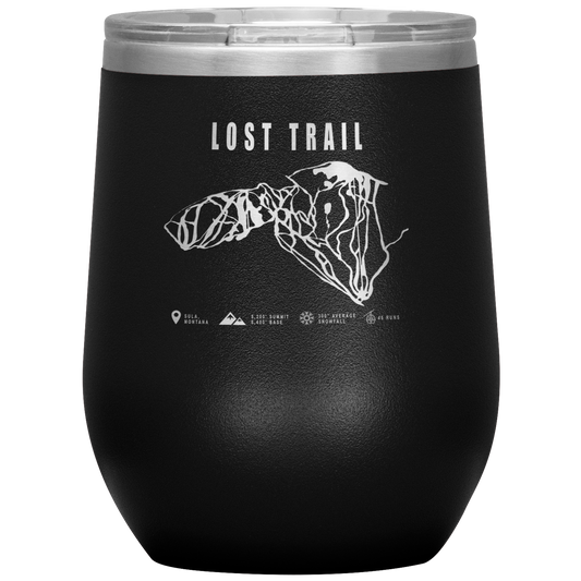 Lost Trail Montana Ski Trail Map Wine 12oz Tumbler - Powderaddicts