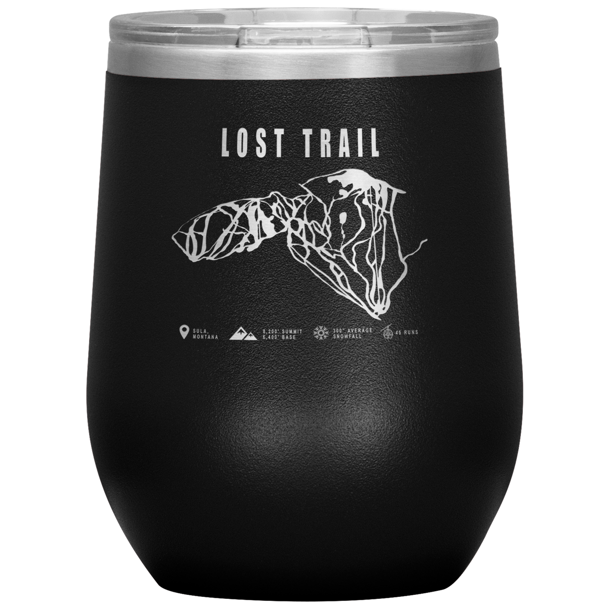 Lost Trail Montana Ski Trail Map Wine 12oz Tumbler - Powderaddicts