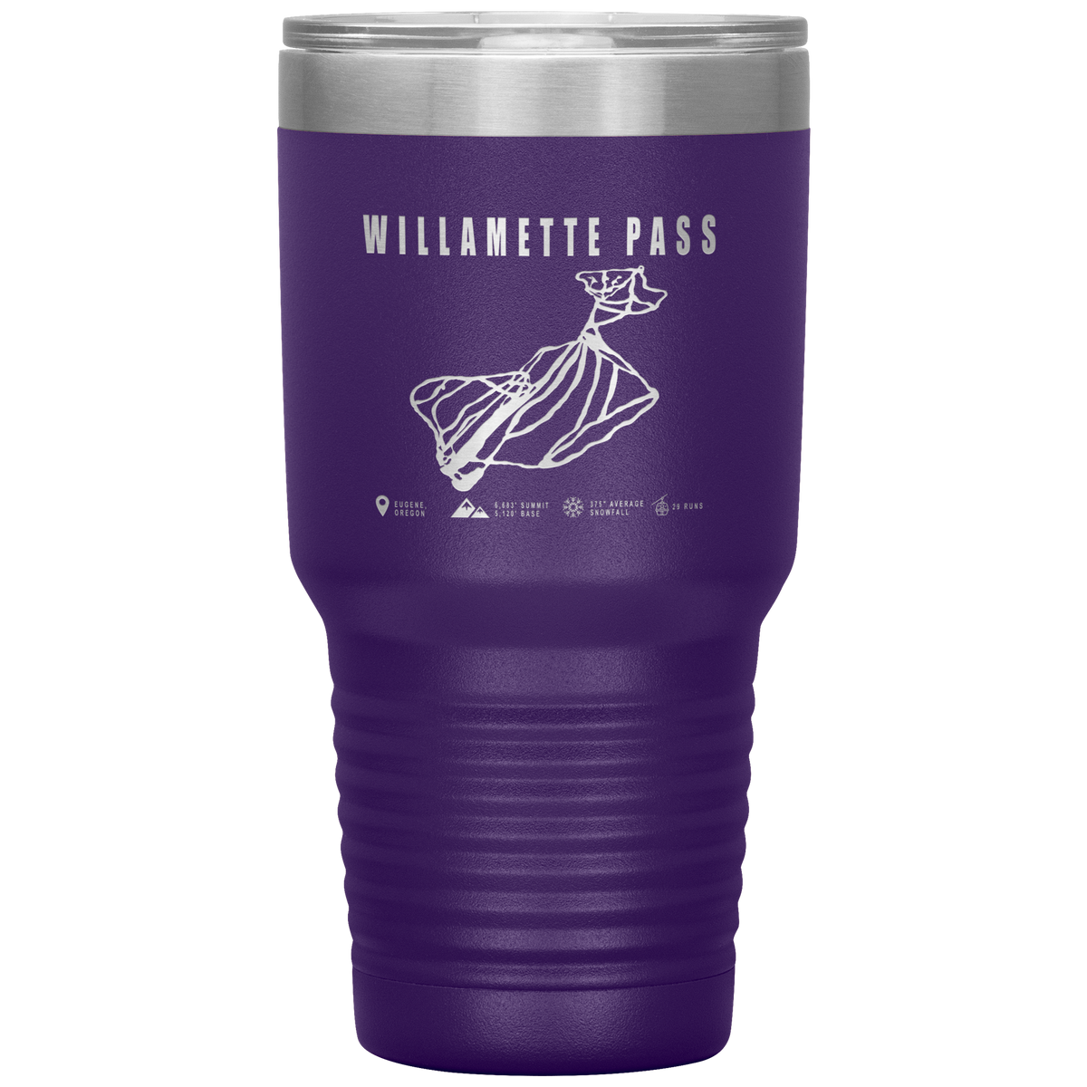 Willamette Pass, Oregon Ski Trail Map 30oz Tumbler - Powderaddicts