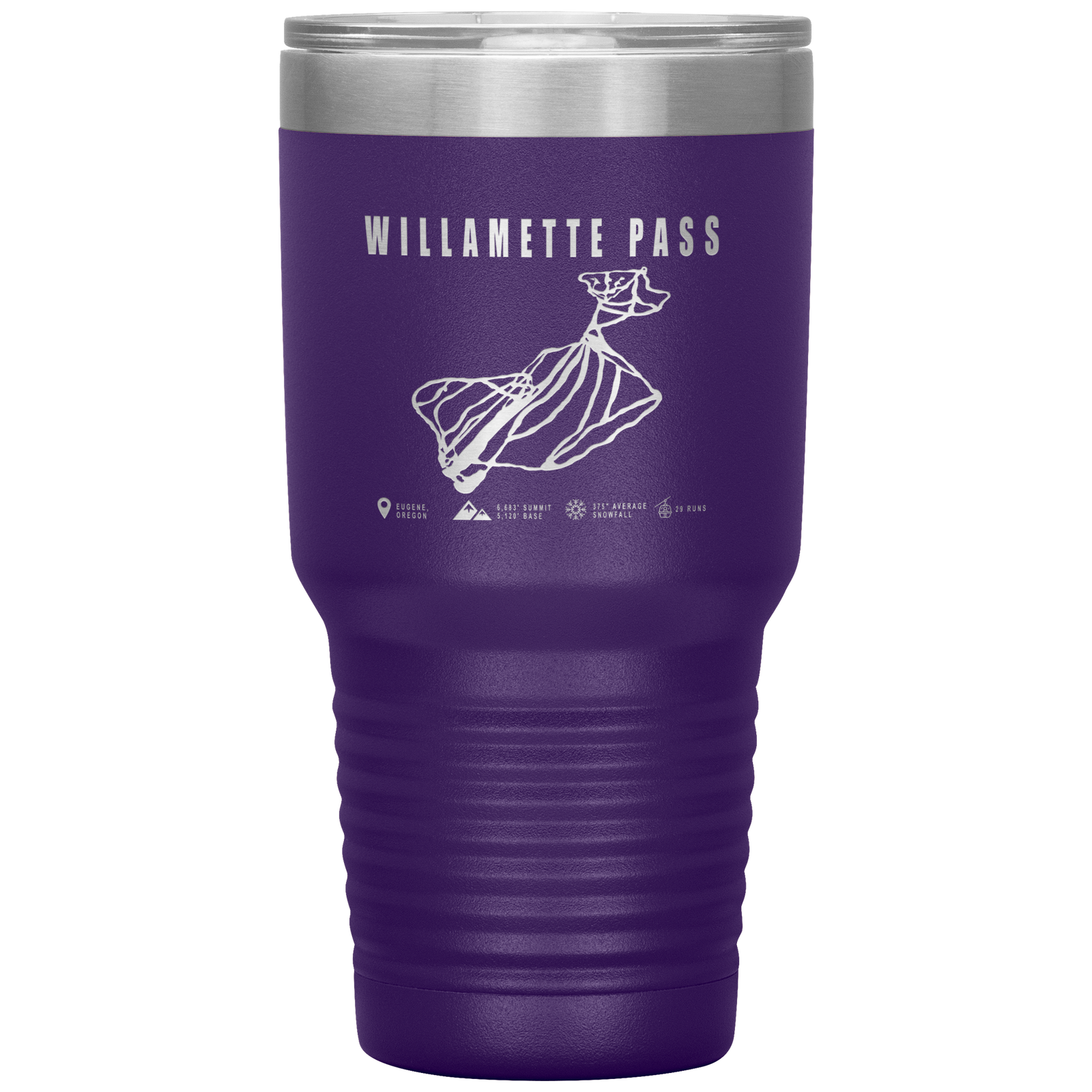 Willamette Pass, Oregon Ski Trail Map 30oz Tumbler - Powderaddicts