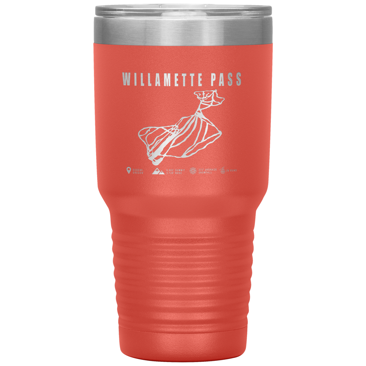 Willamette Pass, Oregon Ski Trail Map 30oz Tumbler - Powderaddicts