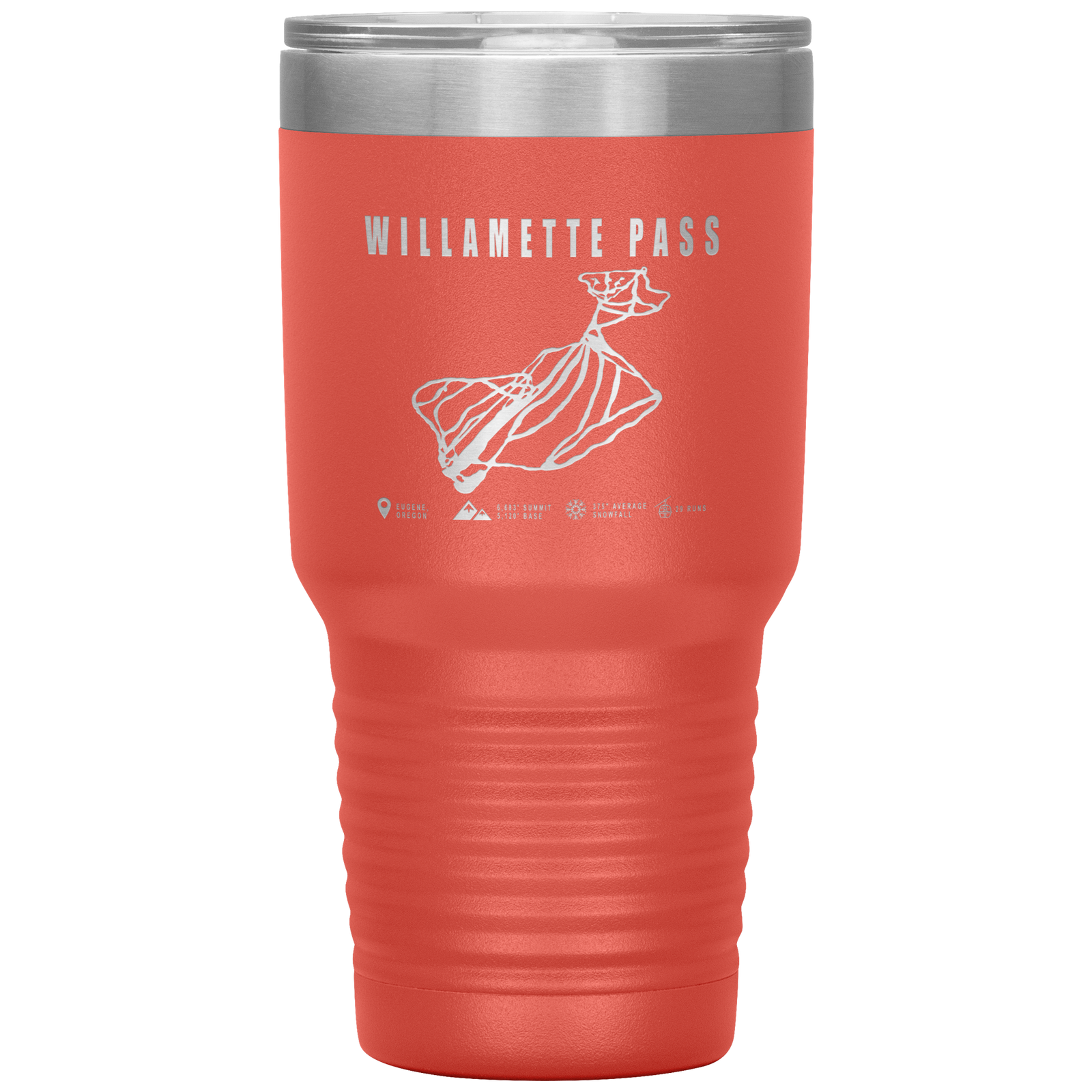 Willamette Pass, Oregon Ski Trail Map 30oz Tumbler - Powderaddicts