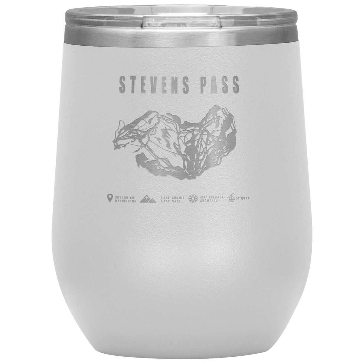 Stevens Pass, Washington Ski Trail Map Wine 12oz Tumbler - Powderaddicts