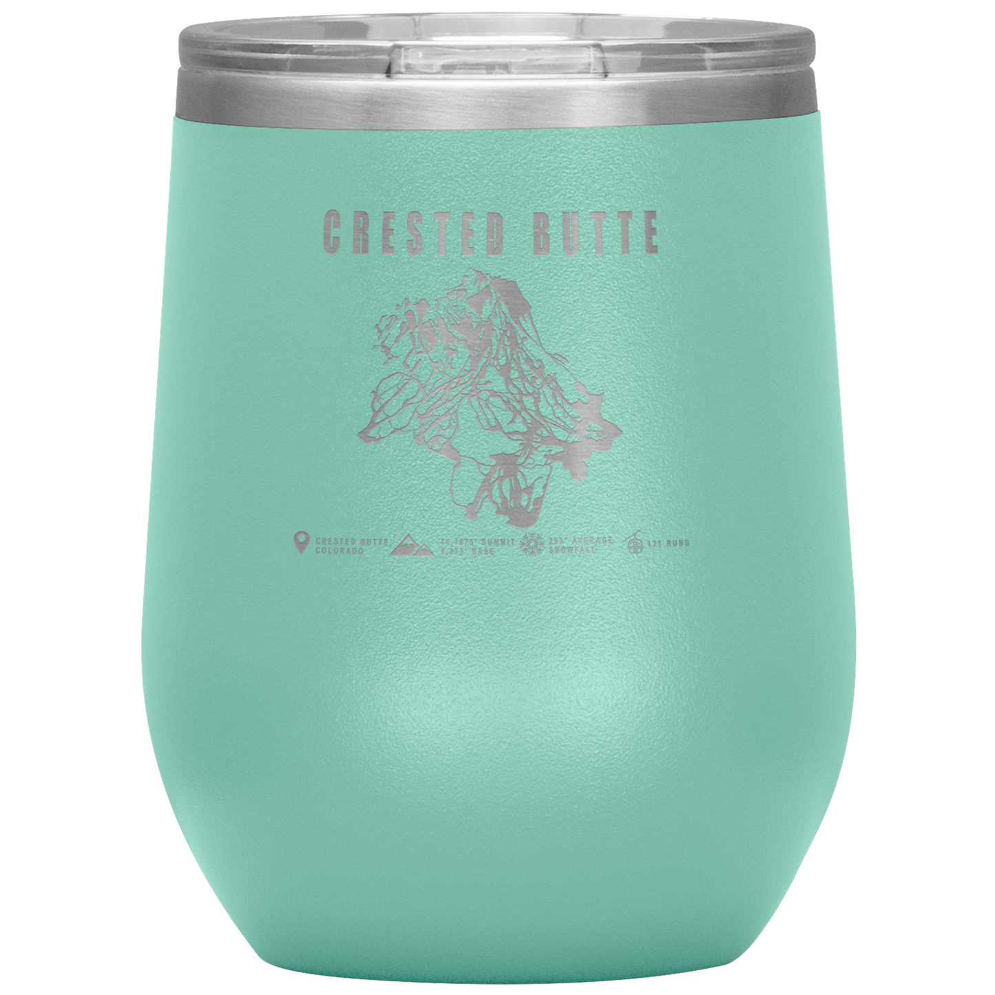 Crested Butte Colorado Ski Trail Map Wine 12oz Tumbler - Powderaddicts