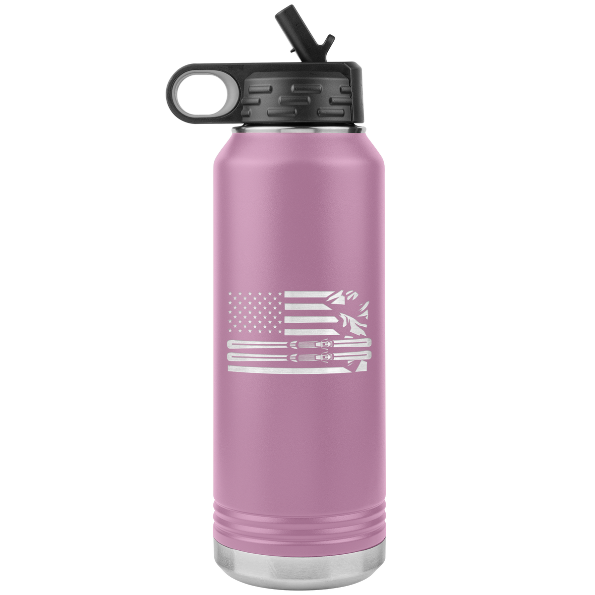 USA Ski Flag 32oz Water Bottle Tumbler - Powderaddicts