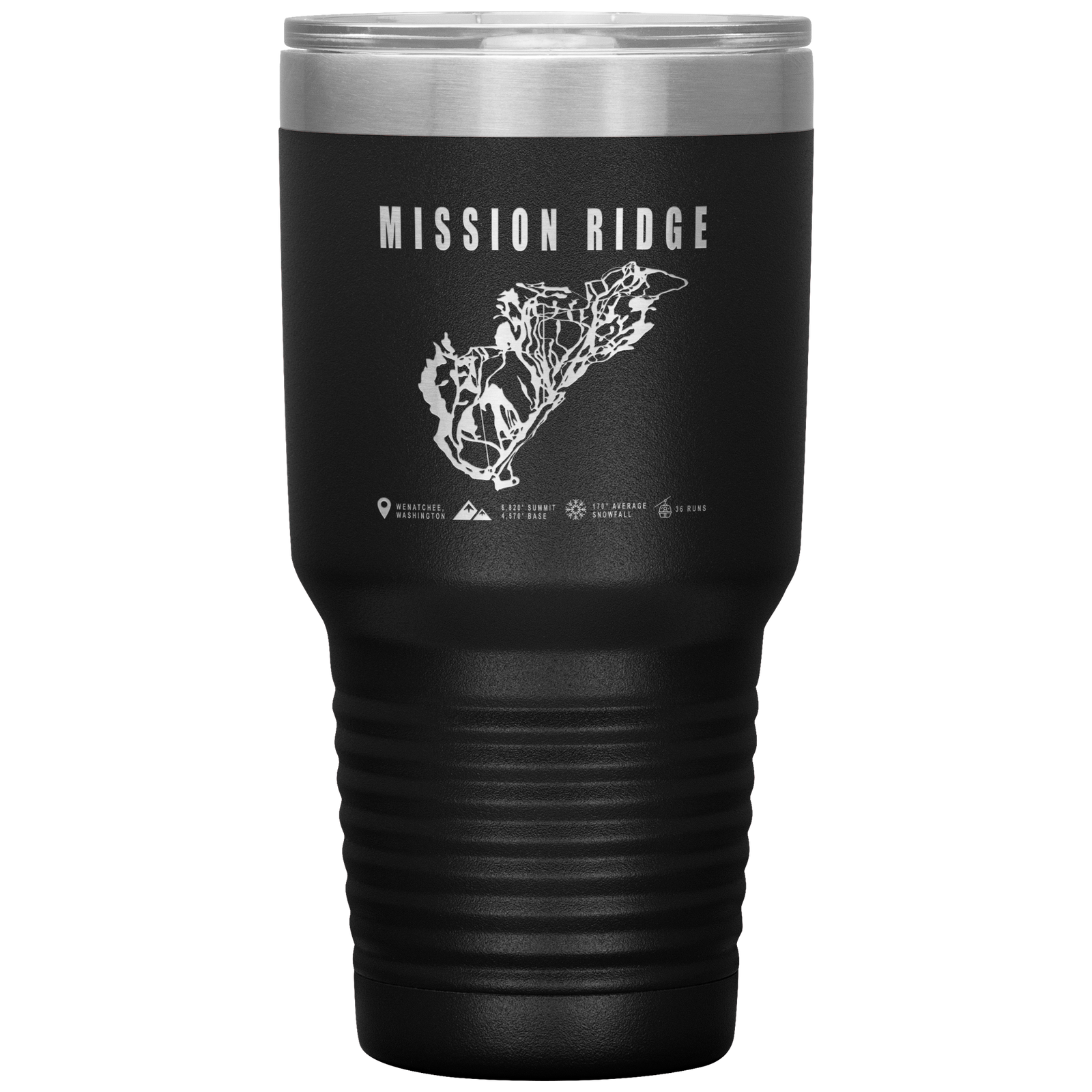 Mission Ridge, Washington Ski Trail Map 30oz Tumbler - Powderaddicts