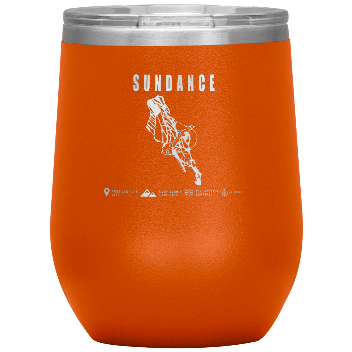 Sundance,Utah Ski Trail Map Wine 12oz Tumbler - Powderaddicts