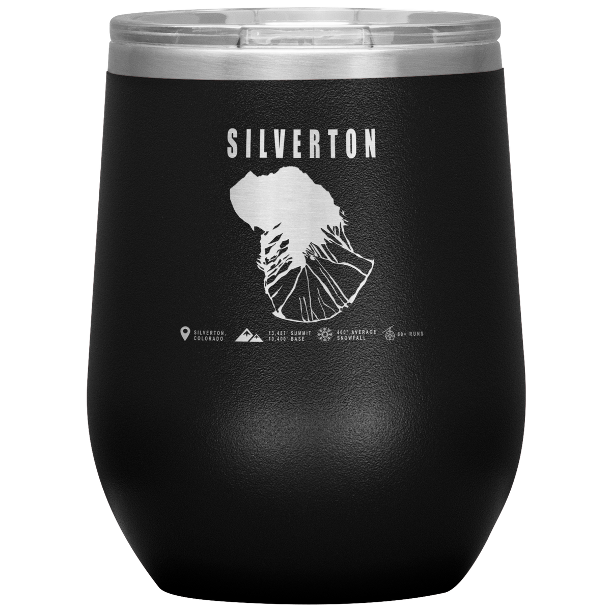 Silverton Colorado Ski Trail Map Wine 12oz Tumbler - Powderaddicts