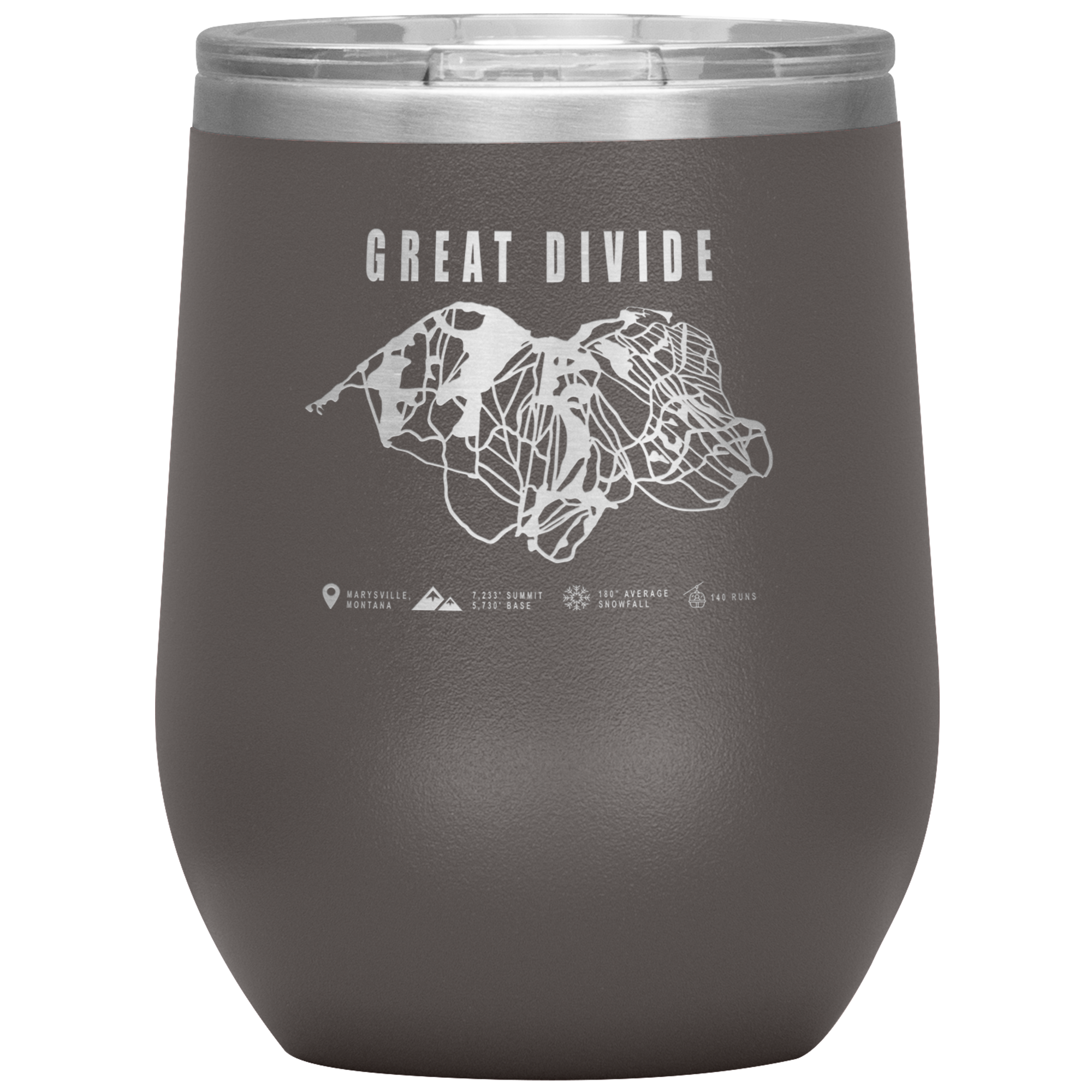 Great Divide Montana Ski Trail Map Wine 12oz Tumbler - Powderaddicts