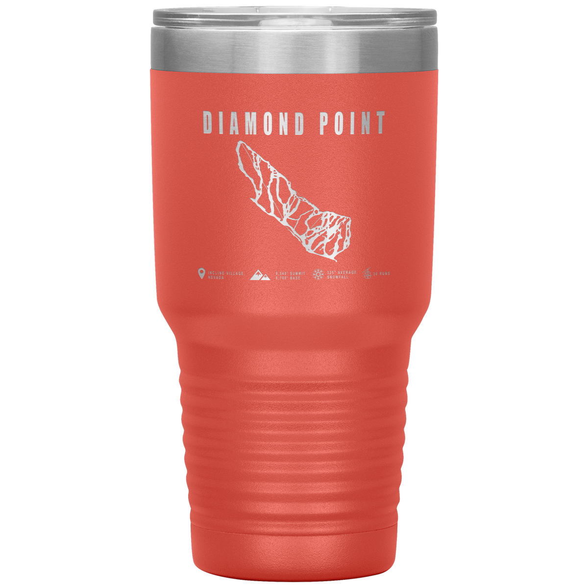 Diamond Point, Nevada Ski Trail Map 30oz Tumbler - Powderaddicts