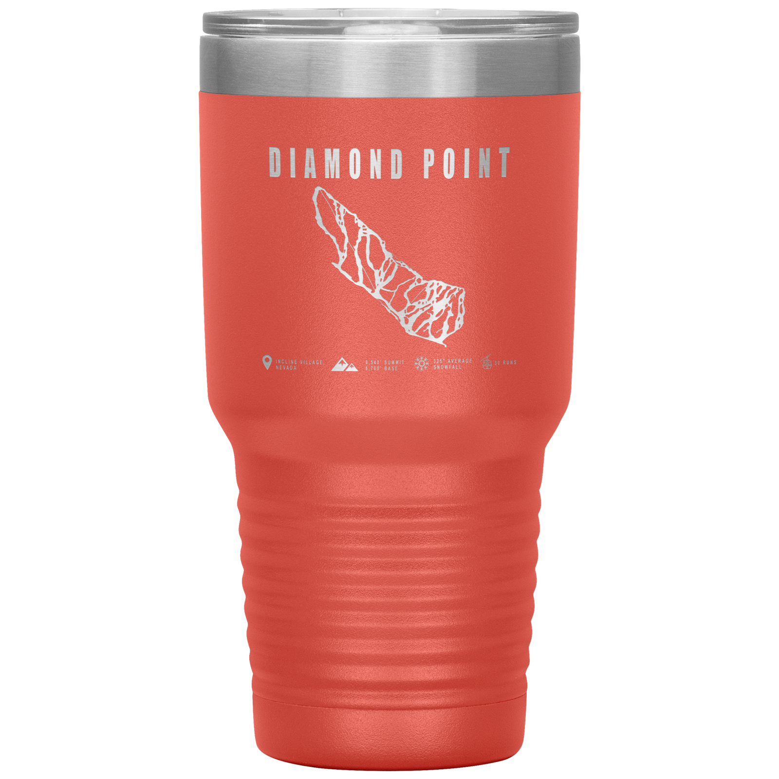 Diamond Point, Nevada Ski Trail Map 30oz Tumbler - Powderaddicts