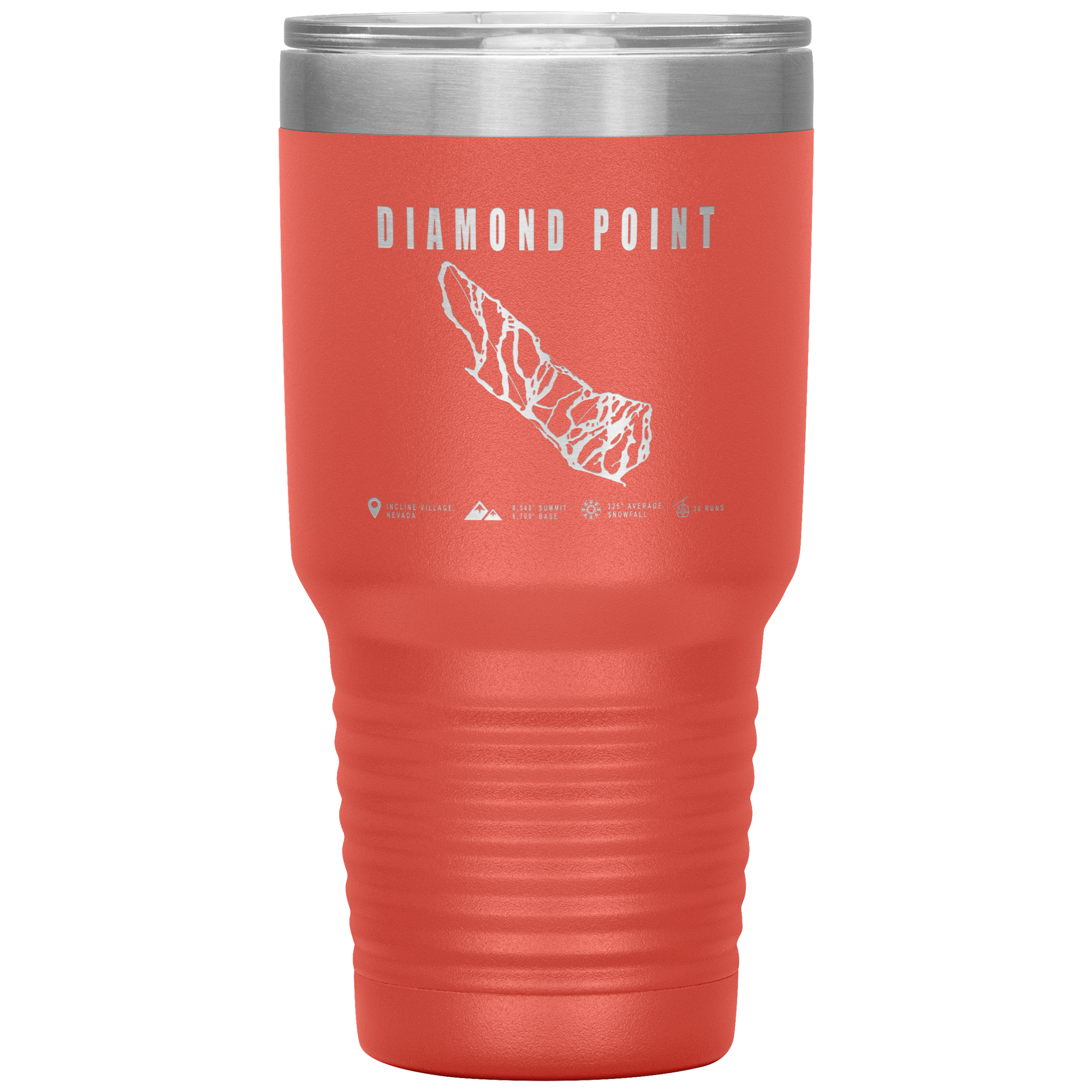 Diamond Point, Nevada Ski Trail Map 30oz Tumbler - Powderaddicts