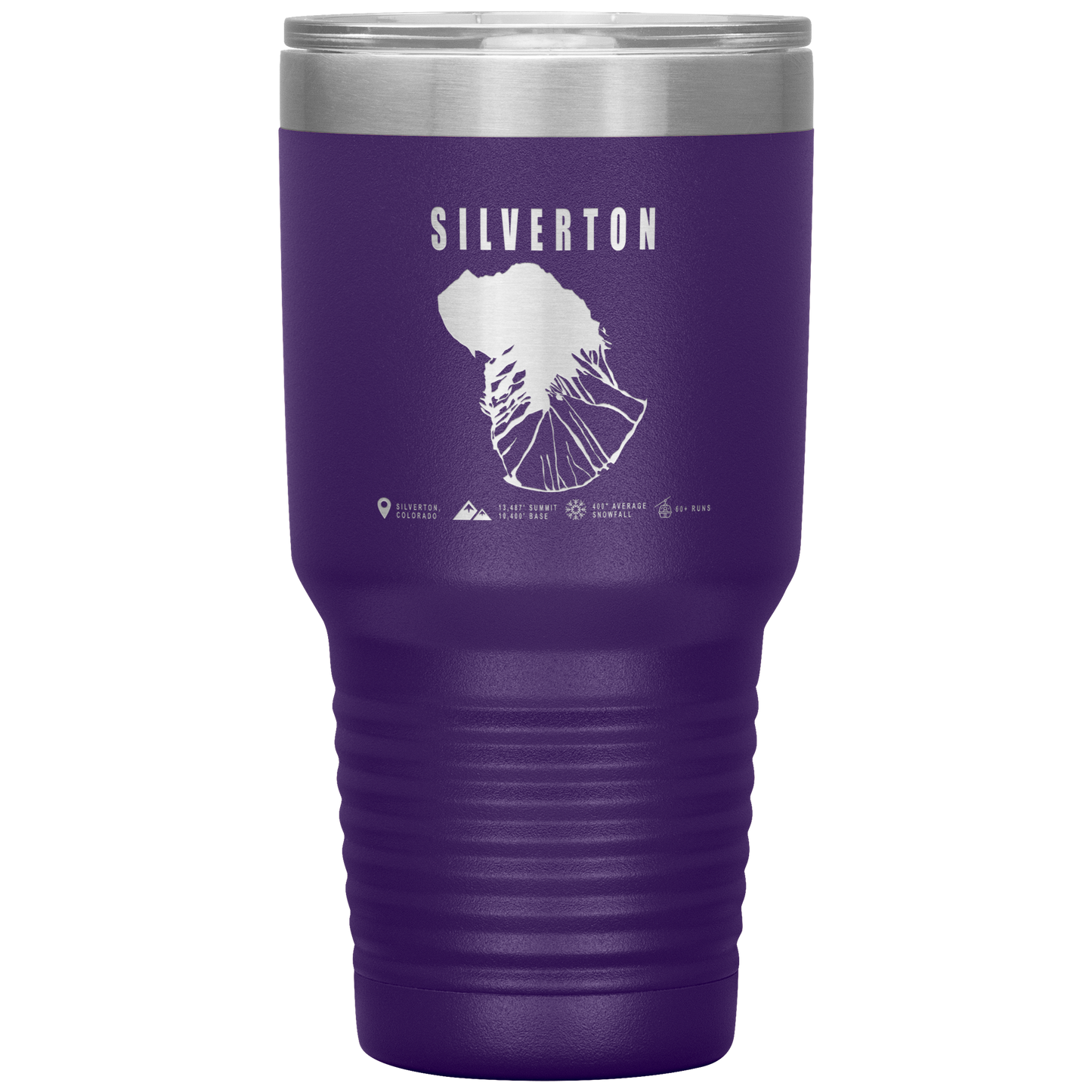 Silverton Colorado Ski Trail Map 30oz Tumbler - Powderaddicts