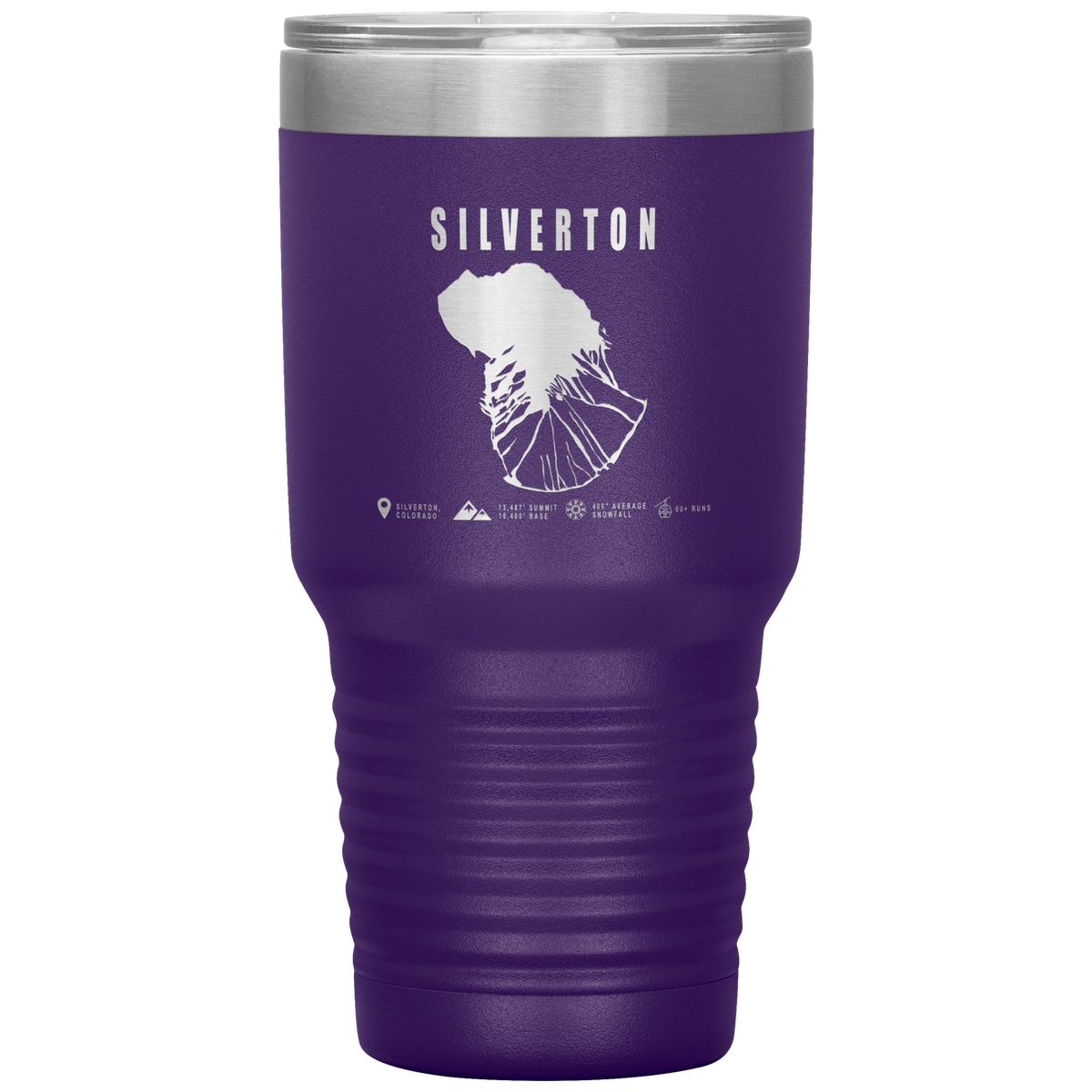Silverton Colorado Ski Trail Map 30oz Tumbler - Powderaddicts