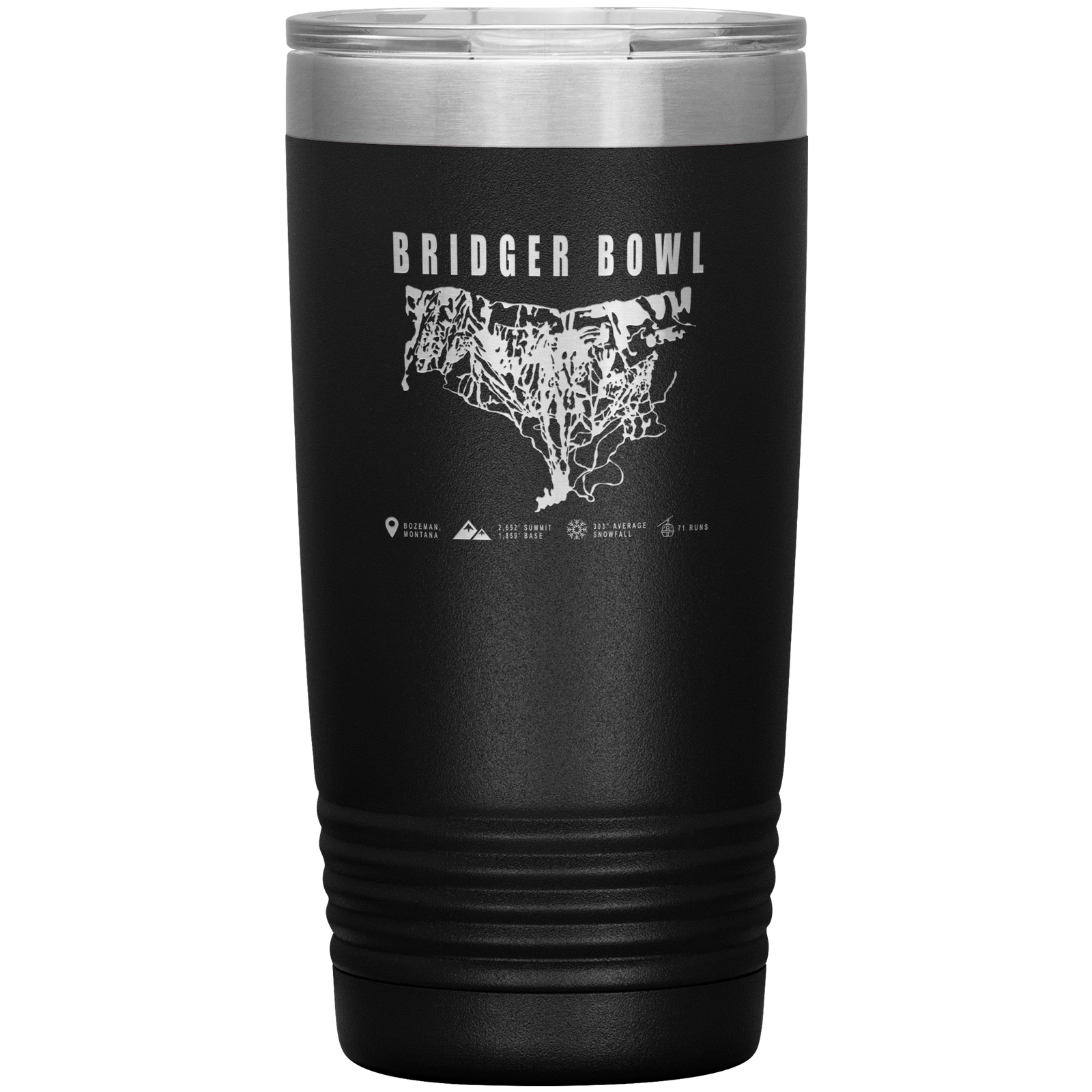 Bridger Bowl Montana Ski Trail Map 20oz Tumbler - Powderaddicts