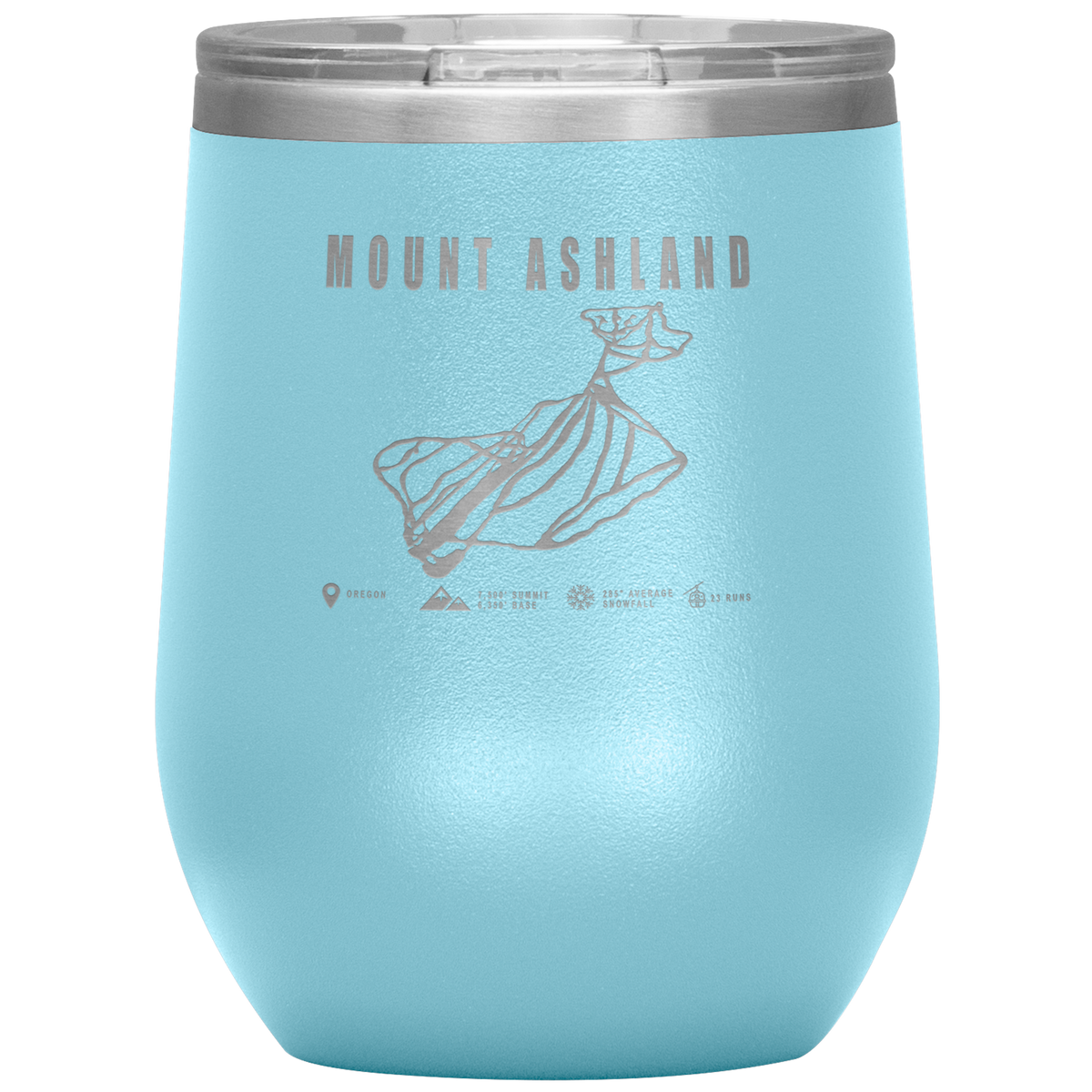 Mount Ashland, Oregon Ski Trail Map Wine 12oz Tumbler - Powderaddicts