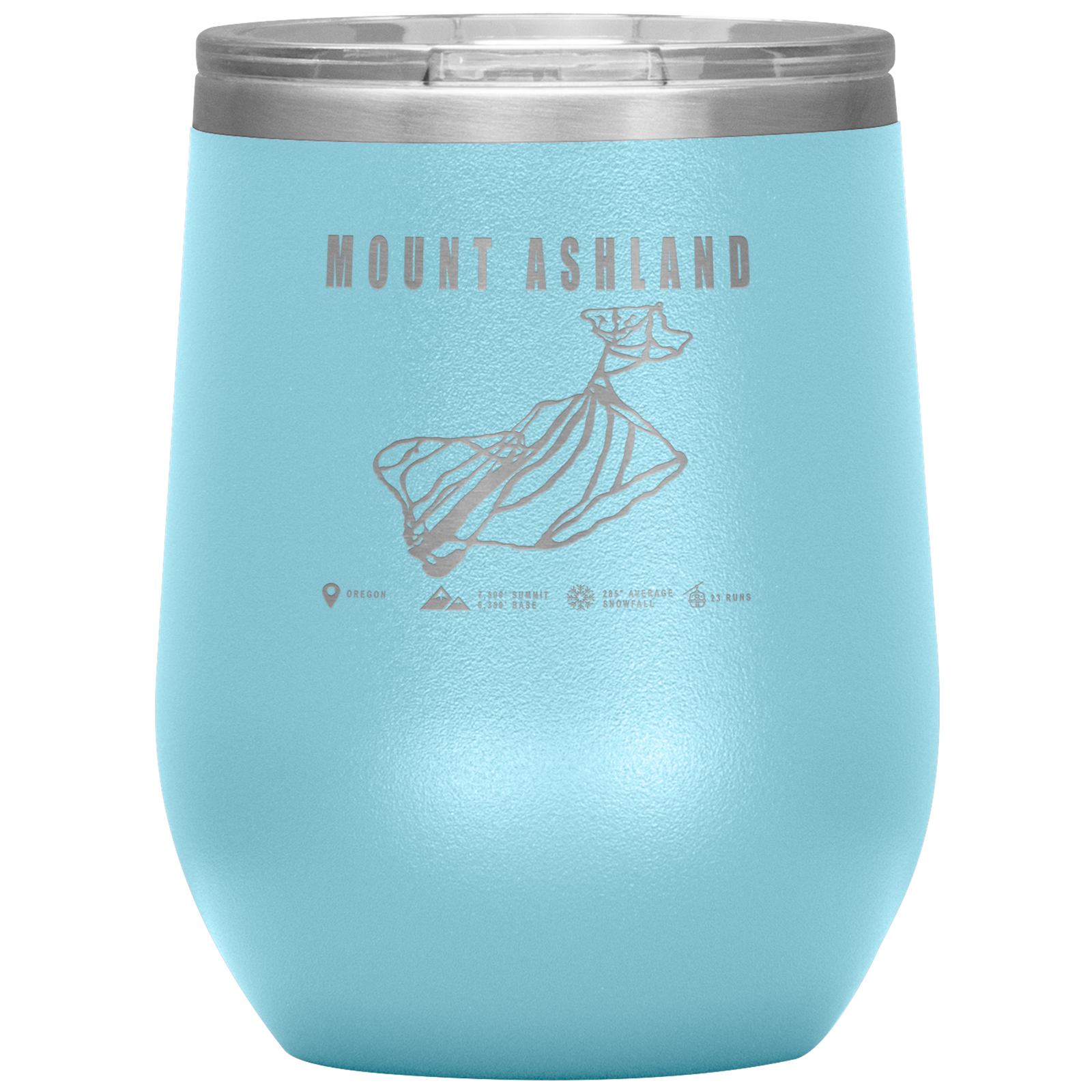Mount Ashland, Oregon Ski Trail Map Wine 12oz Tumbler - Powderaddicts
