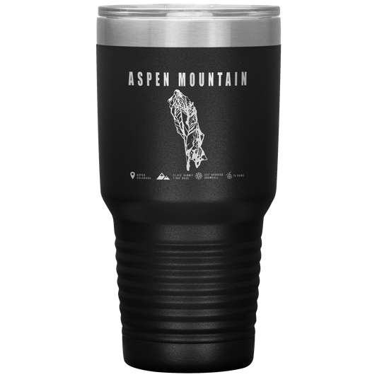 Aspen Mountain Colorado Ski Trail Map 30oz Tumbler - Powderaddicts