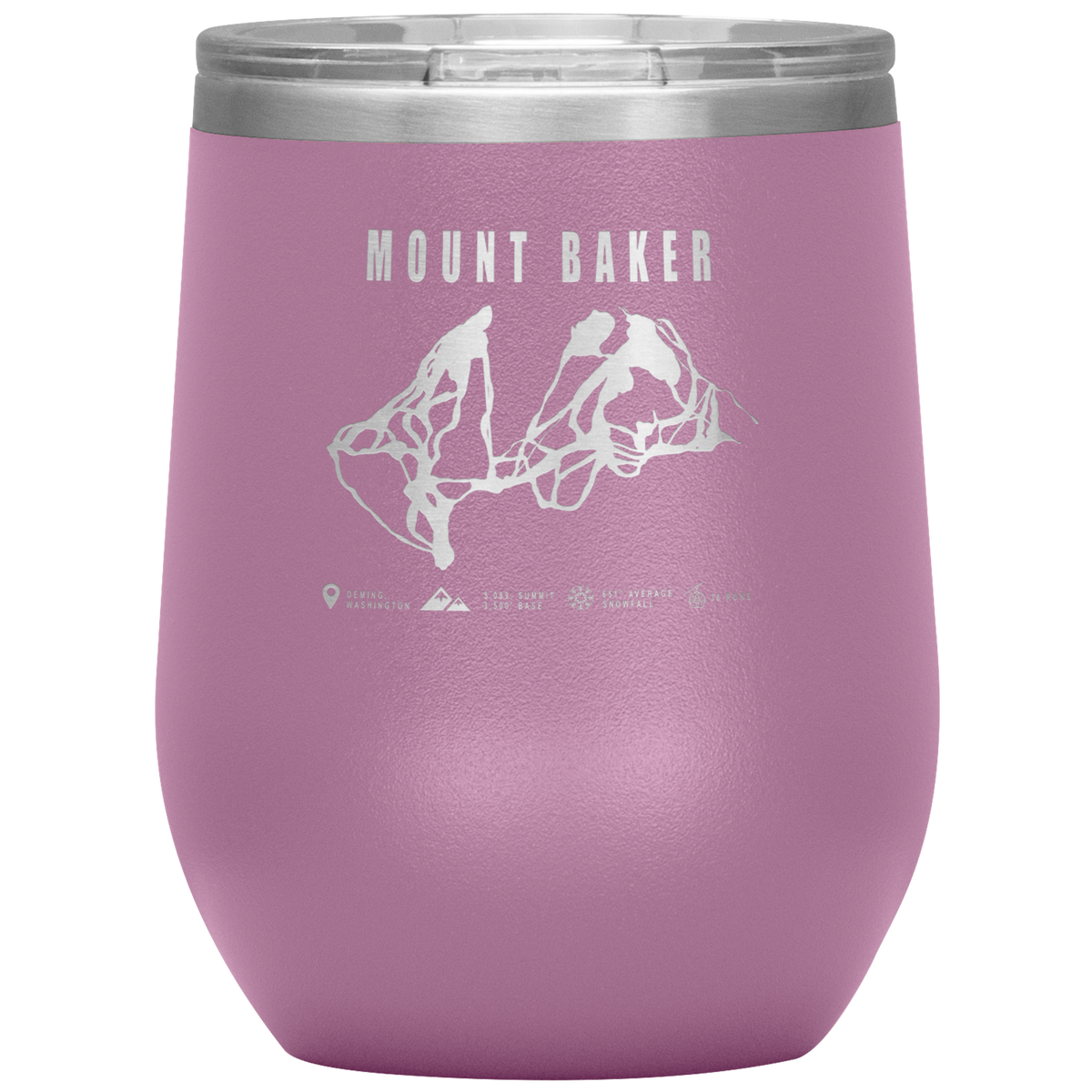 Mount Baker, Washington Ski Trail Map Wine 12oz Tumbler - Powderaddicts
