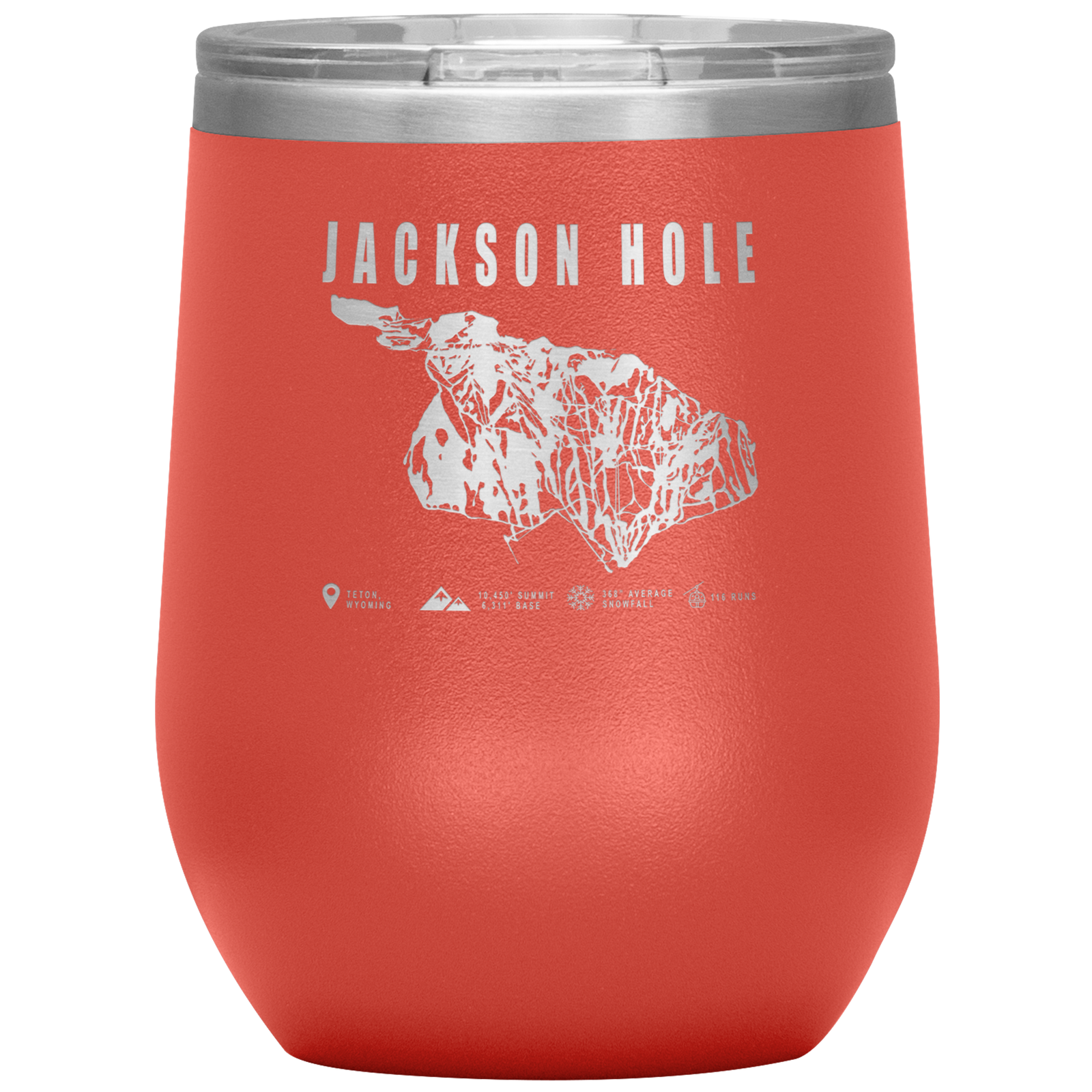 Jackson Hole Wyoming Ski Trail Map Wine 12oz Tumbler - Powderaddicts