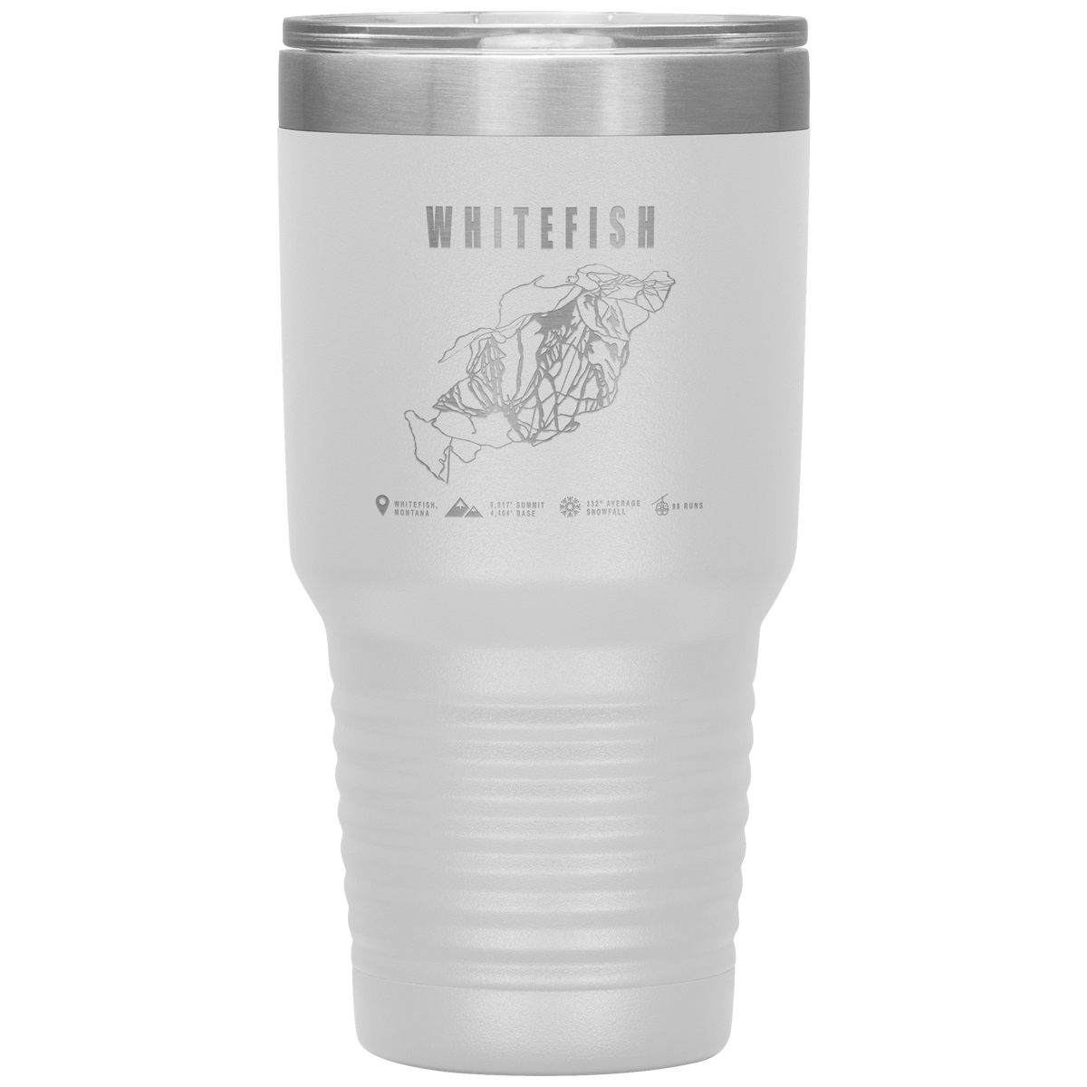 Whitefish Montana Ski Trail Map 30oz Tumbler - Powderaddicts
