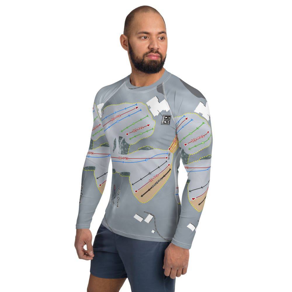 Villa Olivia, Illinois Ski Trail Map Men's Base Layer Top - Powderaddicts