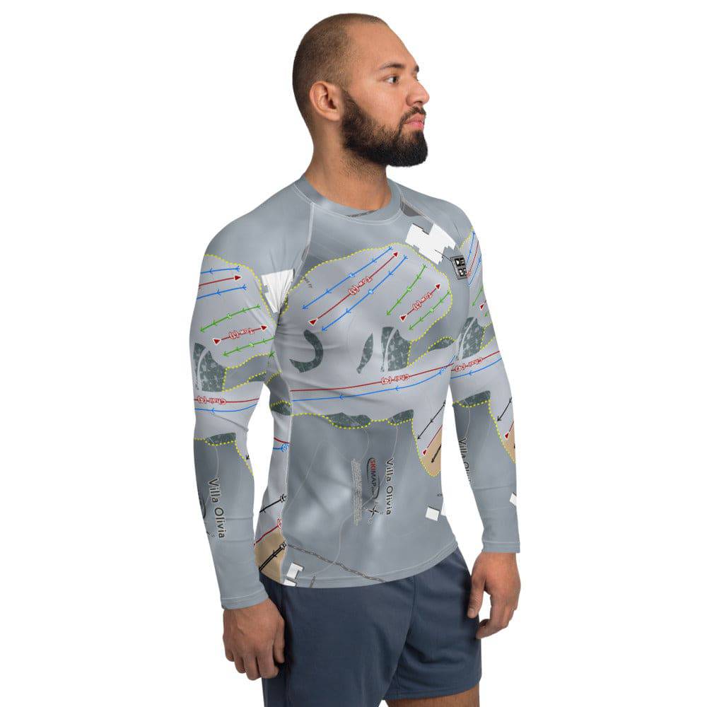 Villa Olivia, Illinois Ski Trail Map Men's Base Layer Top - Powderaddicts