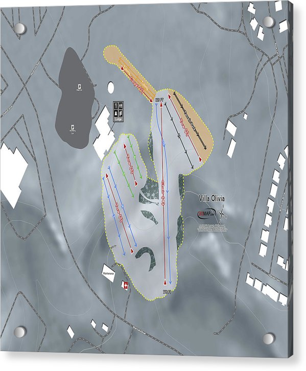 Villa Olivia Ski Trail Map - Acrylic Print - Powderaddicts
