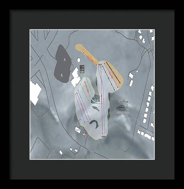 Villa Olivia Ski Trail Map - Framed Print - Powderaddicts