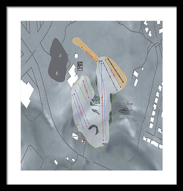 Villa Olivia Ski Trail Map - Framed Print - Powderaddicts