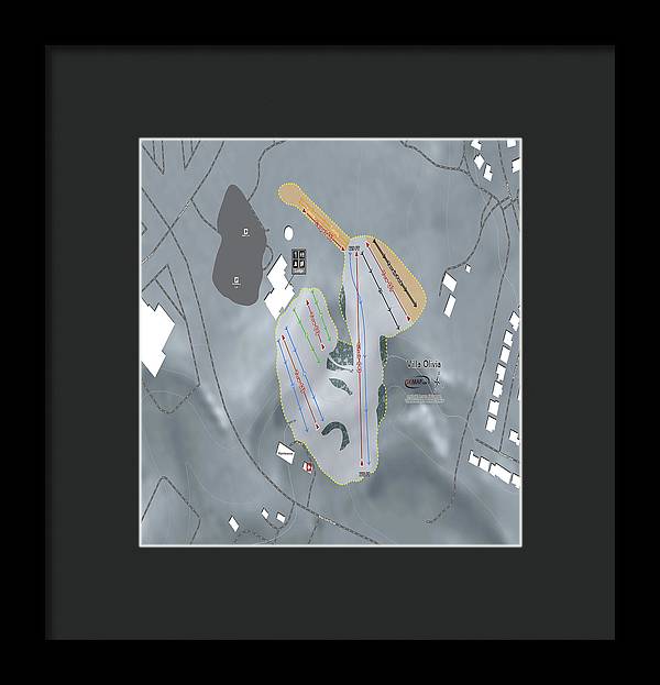 Villa Olivia Ski Trail Map - Framed Print - Powderaddicts