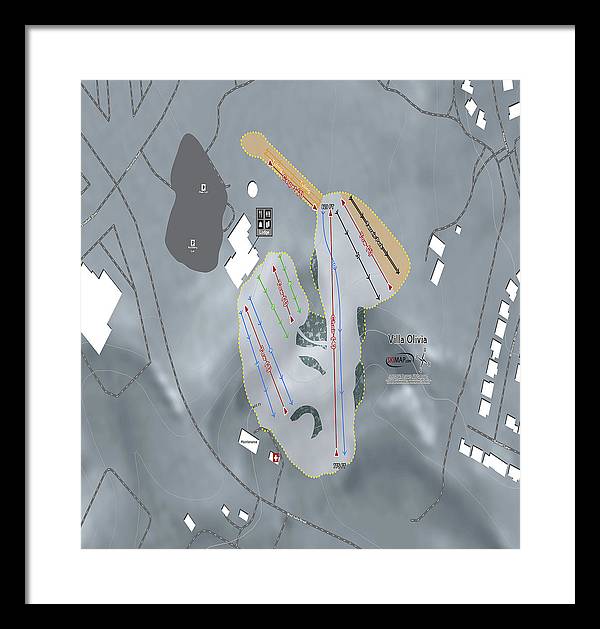 Villa Olivia Ski Trail Map - Framed Print - Powderaddicts