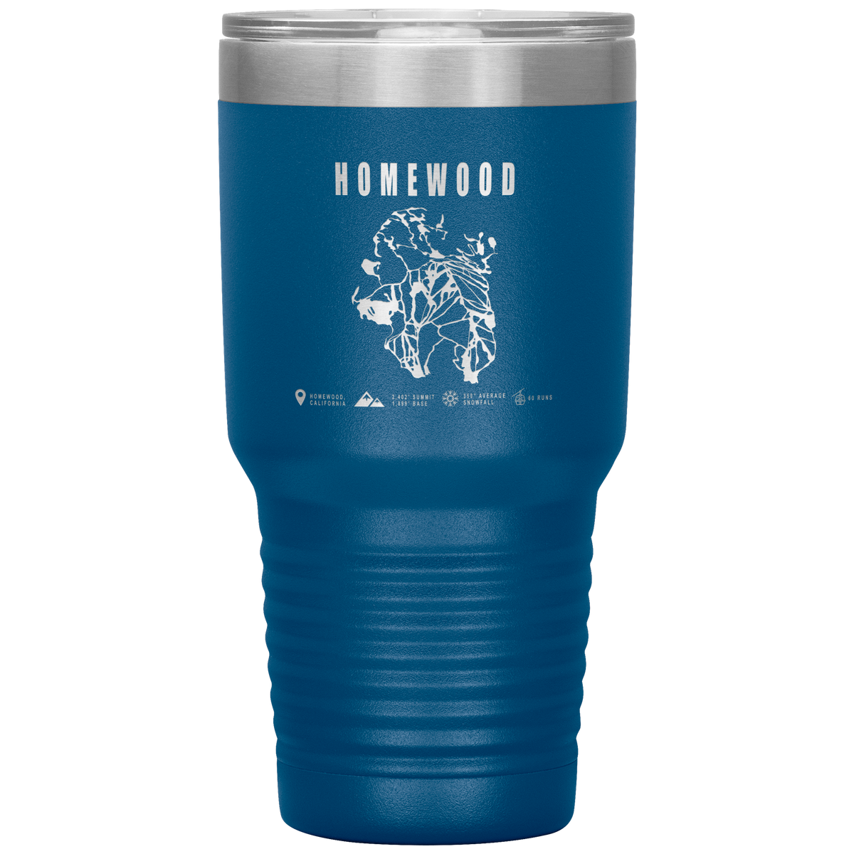 Homewood, California Ski Trail Map 30oz Tumbler - Powderaddicts