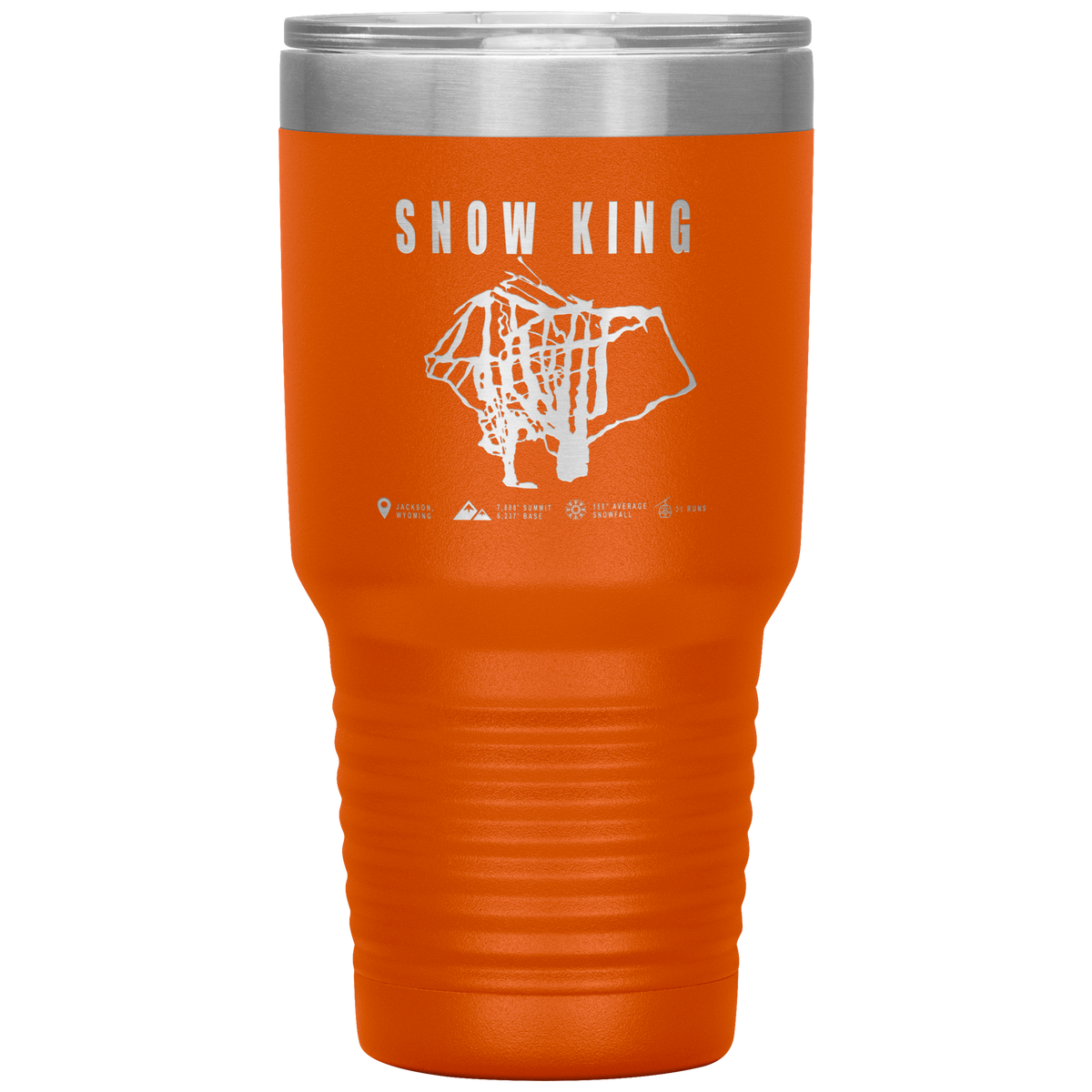 Snow King Wyoming Ski Trail Map 30oz Tumbler - Powderaddicts