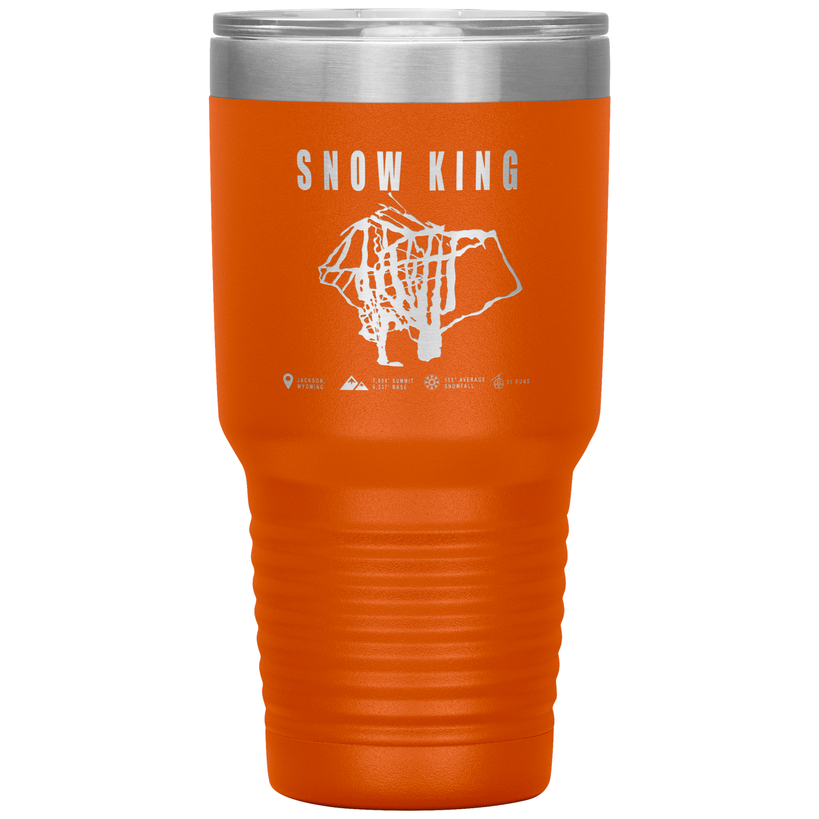 Snow King Wyoming Ski Trail Map 30oz Tumbler - Powderaddicts