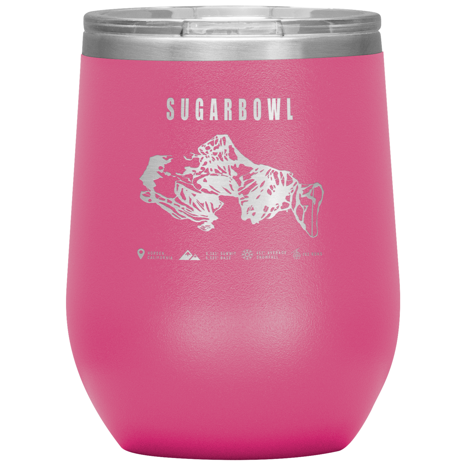 Sugarbowl, California Ski Trail Map Wine 12oz Tumbler - Powderaddicts