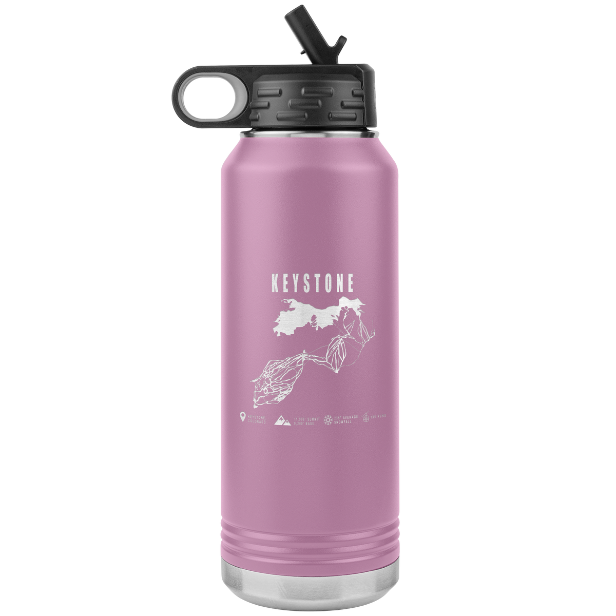 Keystone Colorado Ski Trail Map 32oz Water Bottle Tumbler - Powderaddicts