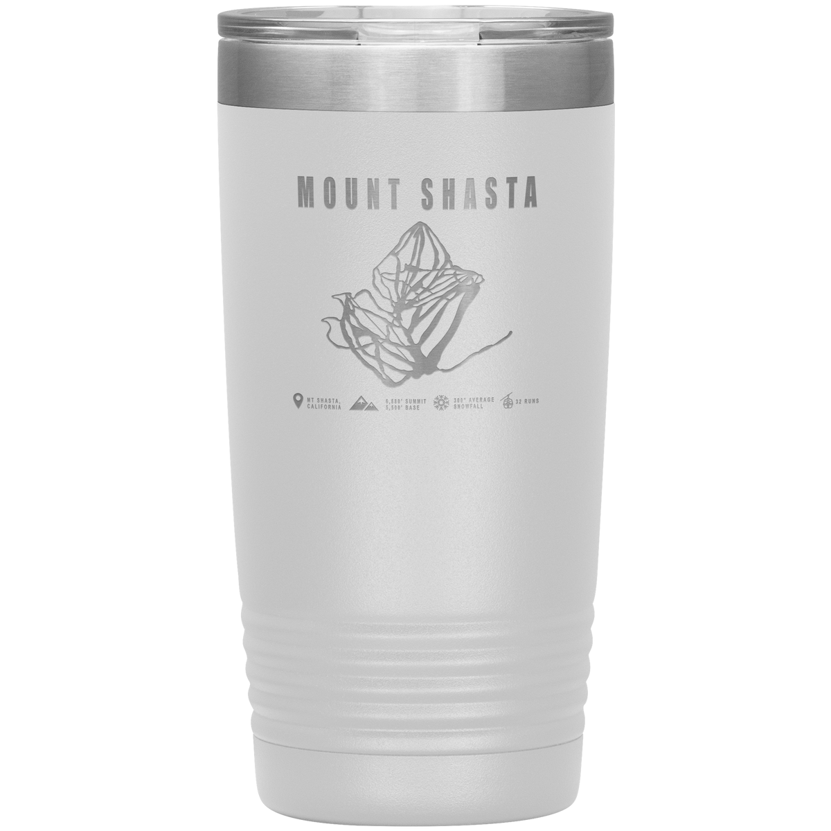Mount Shasta, California Ski Trail Map 20oz Tumbler - Powderaddicts