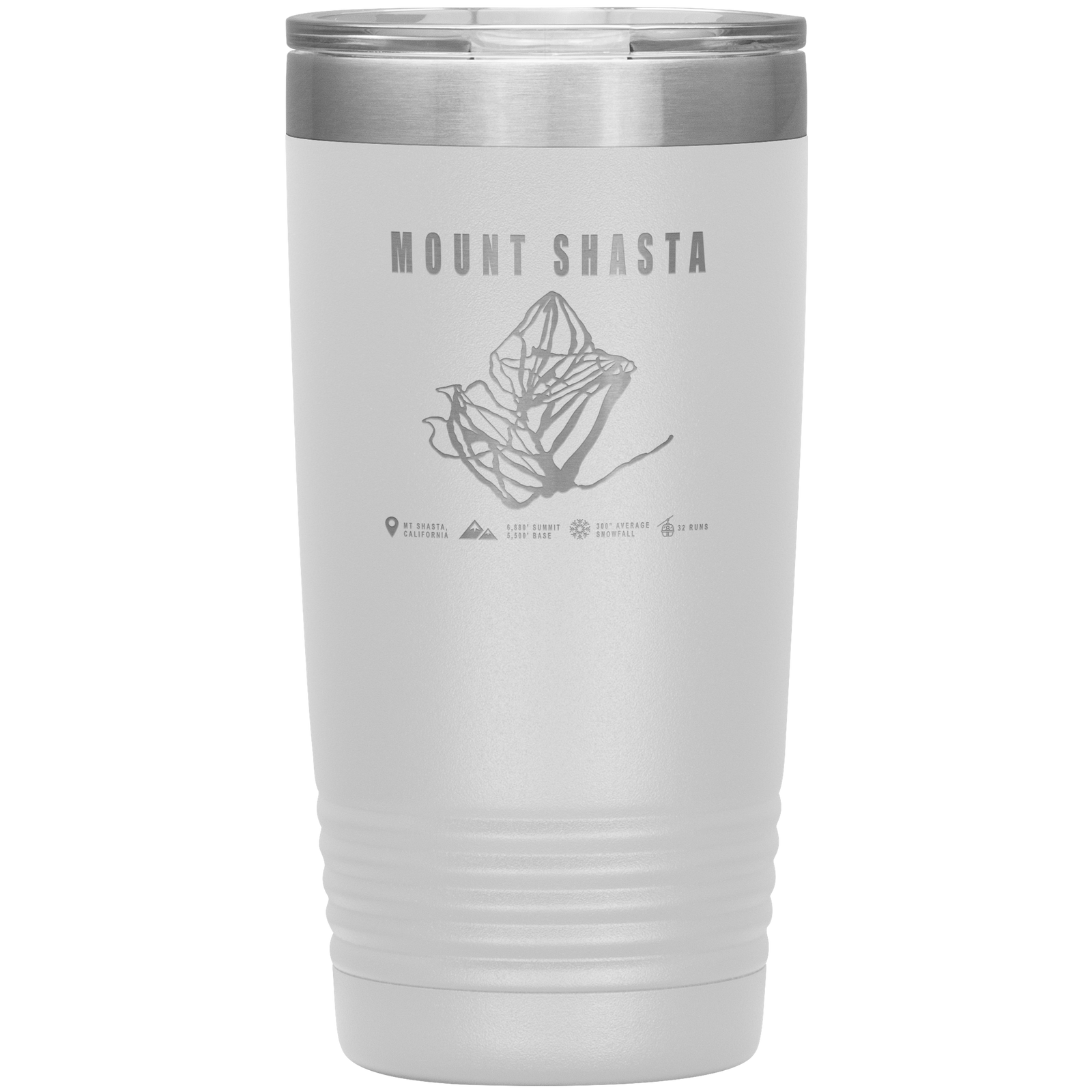 Mount Shasta, California Ski Trail Map 20oz Tumbler - Powderaddicts